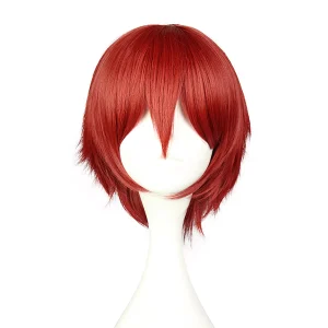 Unique Bargains Women's Wigs Lady 12" Red with Wig Cap Short Hair