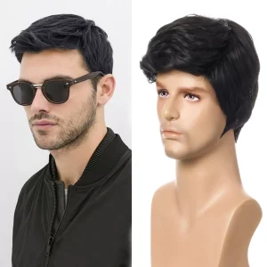 Handsome Men's Wig Short Little Wavy Synthetic Hair Heat Resistant Natural Look