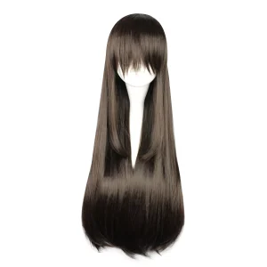 Unique Bargains Women's Wigs 28" Deep Brown with Wig Cap