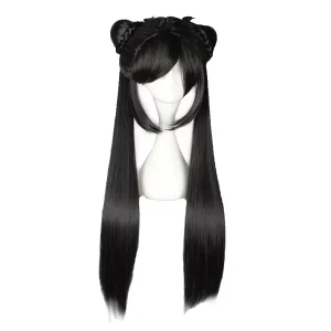 Unique Bargains Women's Wigs 33" Black with Wig Cap