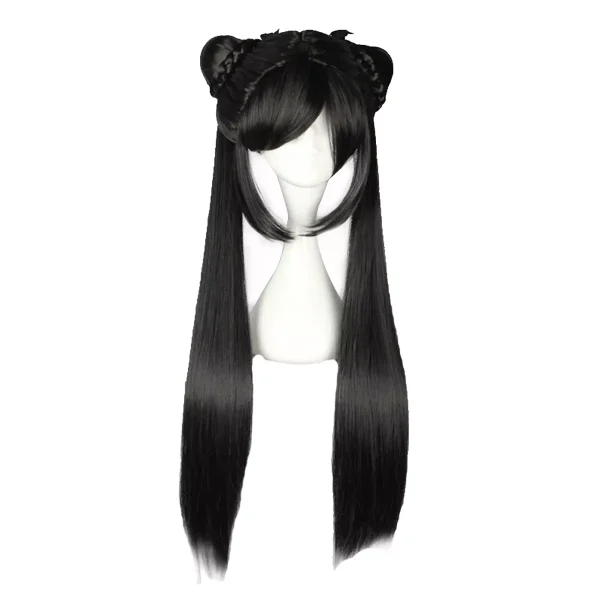 Unique Bargains Women's Wigs 33" Black with Wig Cap