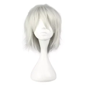Unique Bargains Women's Wigs 14" Silver Tone Grey with Wig Cap