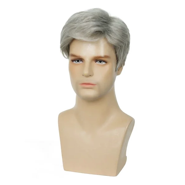 Natural Men's Grey Short Wig Heat Resistant Male Daily - Image 3