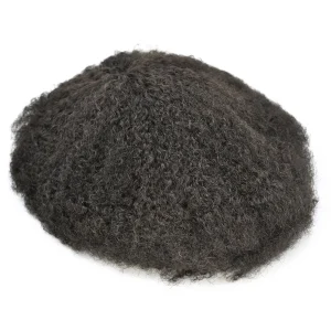 Mens Toupee Afro Curly Full Poly African American Black Real Human Hair Wig