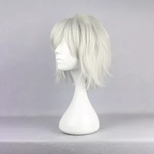 Unique Bargains Women's Wigs 14" Silver Tone Grey with Wig Cap