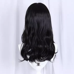 Unique Bargains Women's Curly Wigs 22" Black with Wig Cap Medium Long Hair